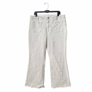 Loft Ivory Jeans Women's Size 14 Patch Front Pockets High Rise Flare Leg Pants